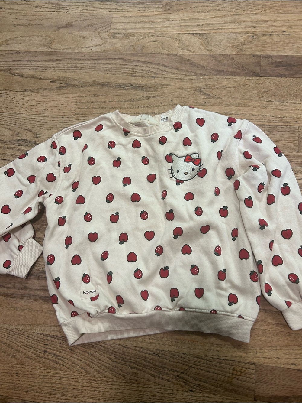 H&M Cream Sweatshirt with Red Hello Kitty & Apple Print